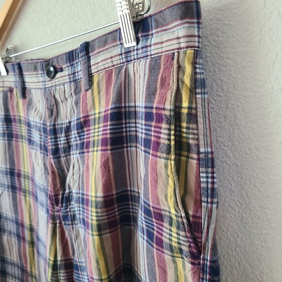 Banana Republic US Size 34 100% Cotton Plaid Multicolored Shorts 10" Inseam - Picture 2 of 12
